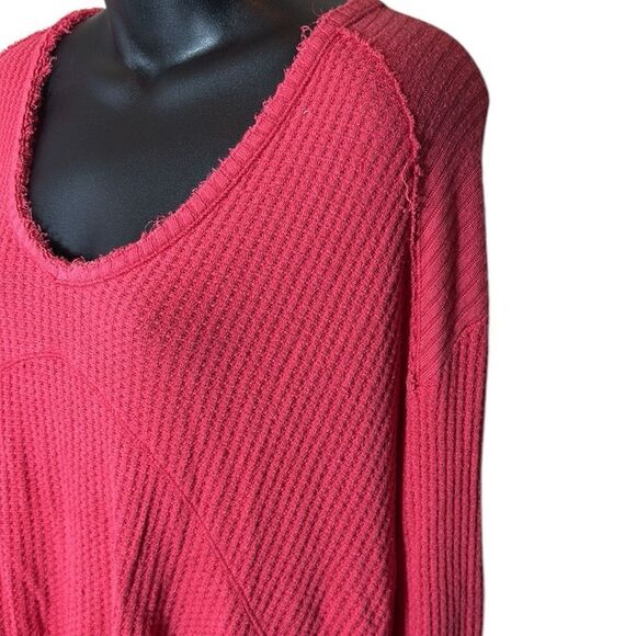 Free people women’s small oversized waffle ribbed gray long sleeve Lagenlook - Picture 3 of 6